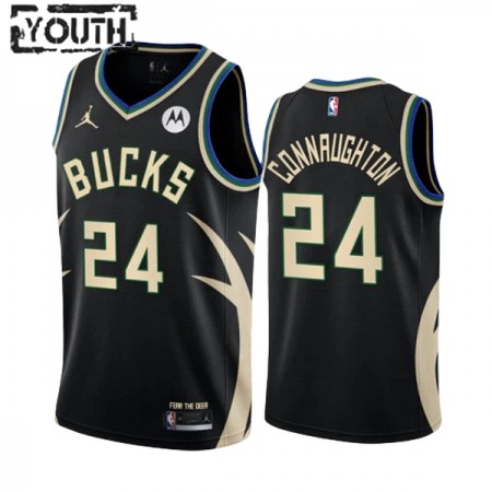 Dres Milwaukee Bucks Pat Connaughton 24 Jordan 2022-23 Statement Edition Crno Swingman - Dječji